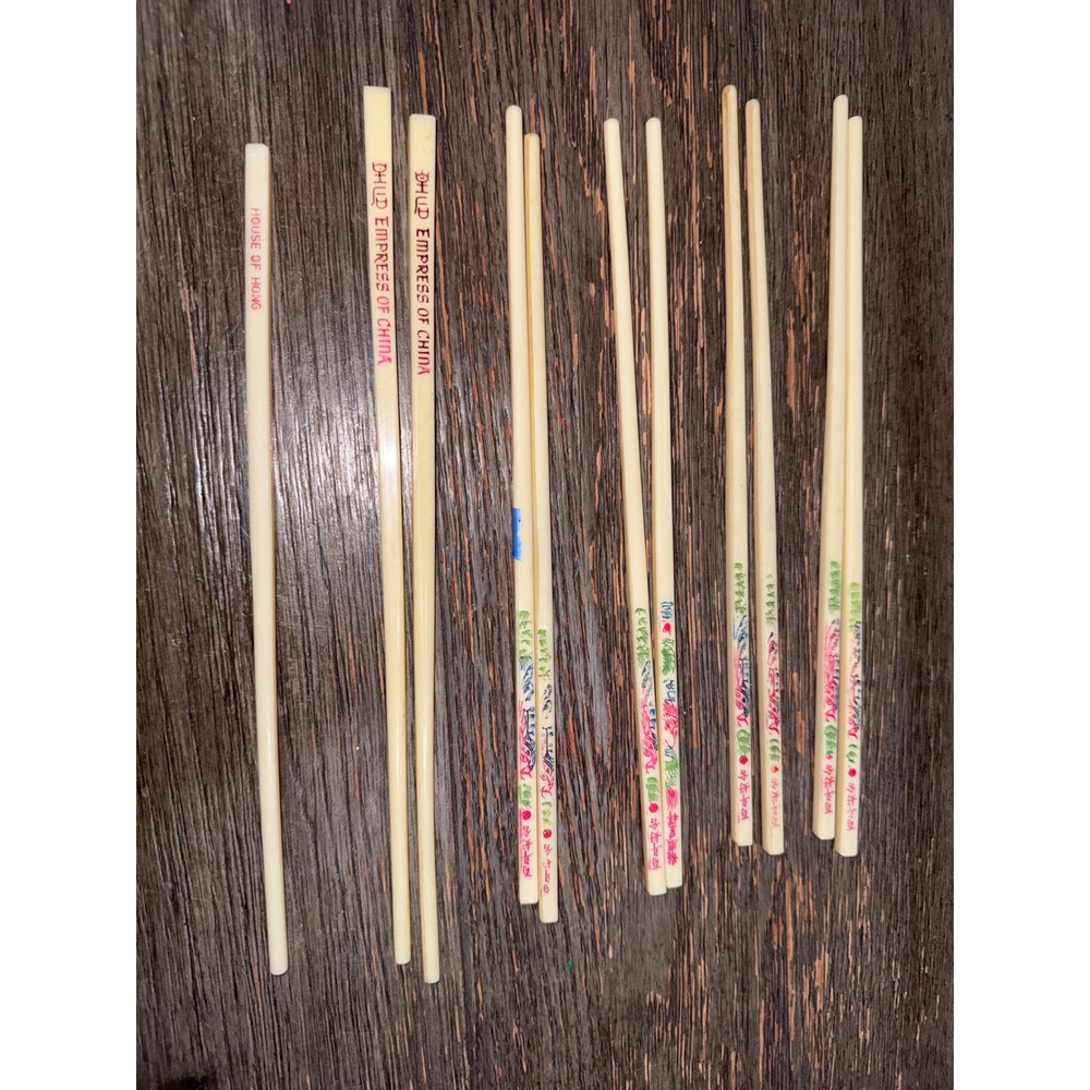 Vintage Chopstick Lot Empress of China House of Hong Souvenir Plastic‎ 11pc Set